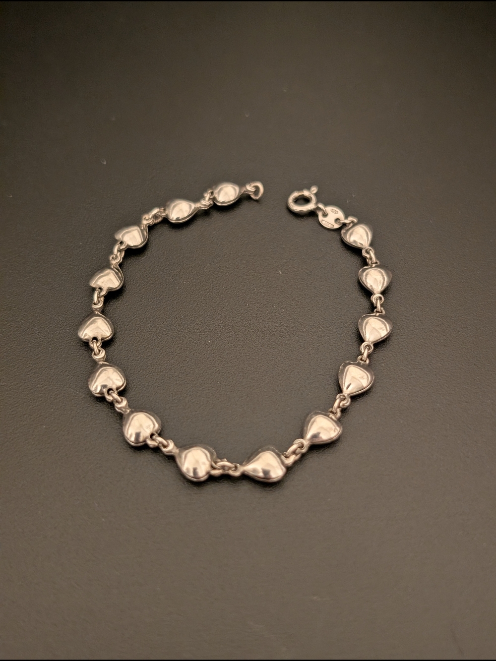 Heart Link Bracelet Silver Marked 925